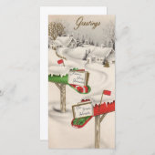 Vintage kerstbrievenbussen Giften Feestdagenkaart (Voorkant / Achterkant)