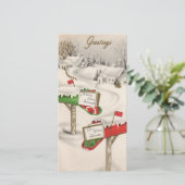 Vintage kerstbrievenbussen Giften Feestdagenkaart (Staand voorkant)