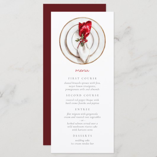 Vintage kerstbruiloft feestelijk menu (Voorkant / Achterkant)