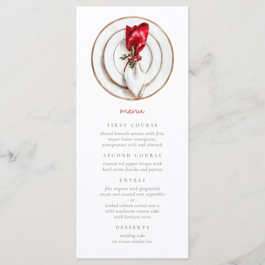 Vintage kerstbruiloft feestelijk menu (Voorkant)