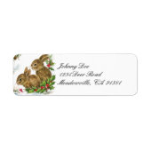 Vintage kerstbunnies Adres label (Voorkant)