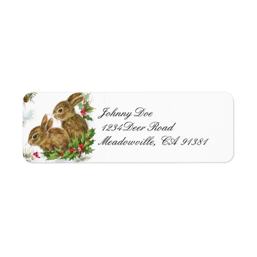 Vintage kerstbunnies Adres label (Voorkant)