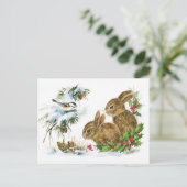 Vintage kerstbunnies briefkaart (Staand voorkant)