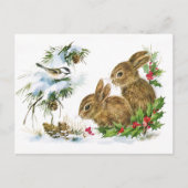 Vintage kerstbunnies briefkaart (Voorkant)