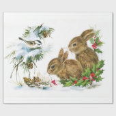 Vintage kerstbunnies cadeaupapier (Vlak)