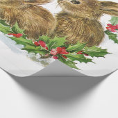 Vintage kerstbunnies cadeaupapier (Hoek)