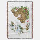 Vintage kerstbunnies deken (Voorkant Verticaal)