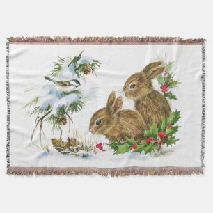 Vintage kerstbunnies deken