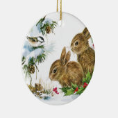 Vintage kerstbunnies keramisch ornament (Rechts)