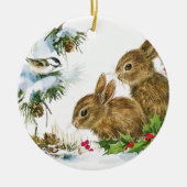 Vintage kerstbunnies keramisch ornament (Voorkant)