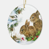 Vintage kerstbunnies keramisch ornament (Links)