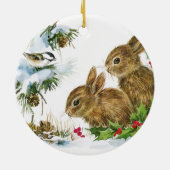 Vintage kerstbunnies keramisch ornament (Achterkant)