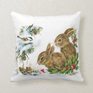 Vintage kerstbunnies kussen