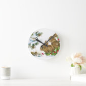 Vintage kerstbunnies ronde klok (Huis)