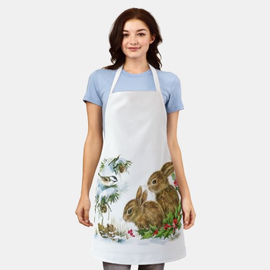 Vintage kerstbunnies schort (Gedragen)