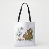 Vintage kerstbunnies tote bag (Voorkant)