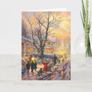 Vintage-kerstbuurt Feestdagen Kaart