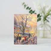 Vintage-kerstbuurt Feestdagenkaart (Staand voorkant)