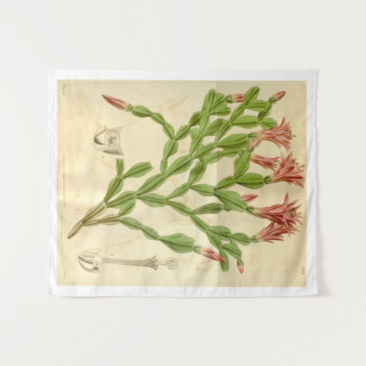 Vintage-kerstcactus Wandkleed (Voorkant (horizontaal))