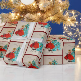 Vintage kerstcadeau-droogboom cadeaupapier