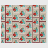 Vintage kerstcadeau-droogboom cadeaupapier (Vlak)