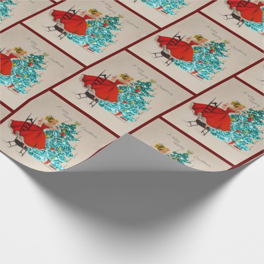 Vintage kerstcadeau-droogboom cadeaupapier (Hoek)