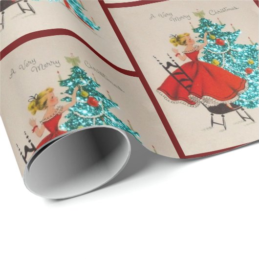 Vintage kerstcadeau-droogboom cadeaupapier (Rol Hoek)