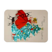 Vintage kerstcadeau-droogboom magneet (Horizontaal)