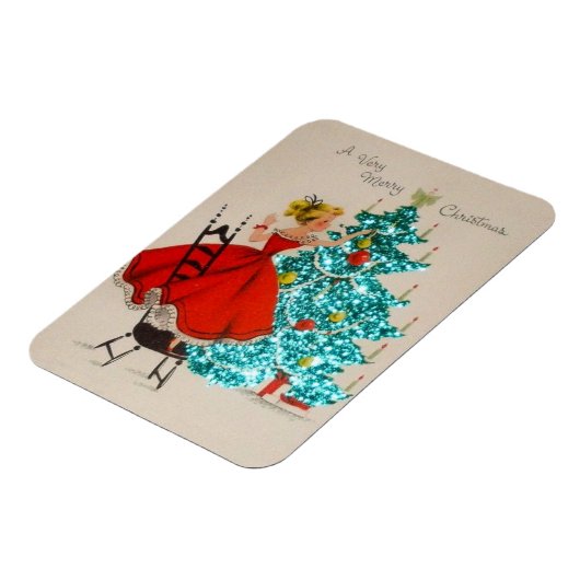 Vintage kerstcadeau-droogboom magneet (Linkerzijde)