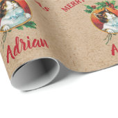 Vintage kerstcadeau feestdag Aangepaste naam Kraft Cadeaupapier (Rol Hoek)