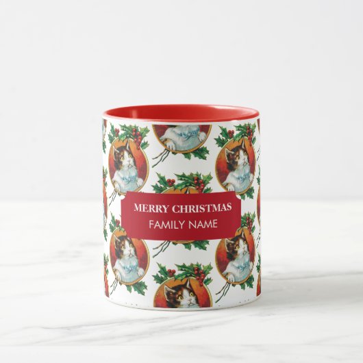 Vintage kerstcadeau-feestdag - Aangepaste naam Mok (Midden)