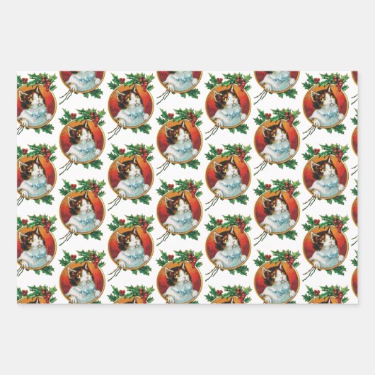 Vintage kerstcadeau-feestdag inpakpapier vel (Voorkant 2)