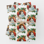 Vintage kerstcadeau-feestdag inpakpapier vel (In situ)