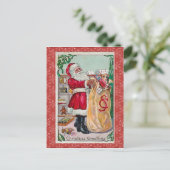 Vintage kerstcadeau feestdagenkaart (Staand voorkant)