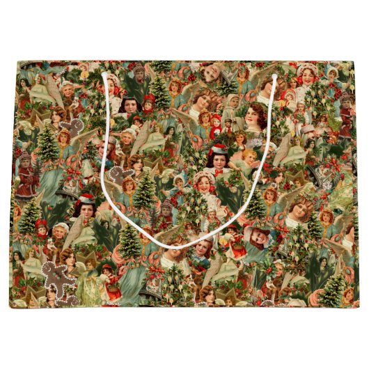 Vintage kerstcadeau groot cadeauzakje (Voorkant)