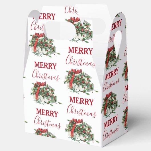 Vintage kerstcadeau Holiday Holly Berries Bedankdoosjes (Geopend)