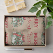 Vintage kerstcadeau Holiday Holly Berries Kraft Tissuepapier (Geschenk)