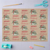 Vintage kerstcadeau Holiday Holly Berries Kraft Tissuepapier (Craft)