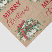 Vintage kerstcadeau Holiday Holly Berries Kraft Tissuepapier (Detail)