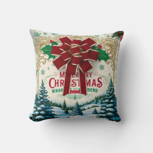Vintage kerstcadeau inpakpapier kussen