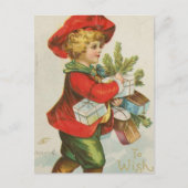 Vintage kerstcadeau kind feestdagenkaart (Voorkant)