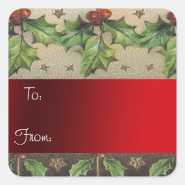 Vintage kerstcadeau Label Sticker