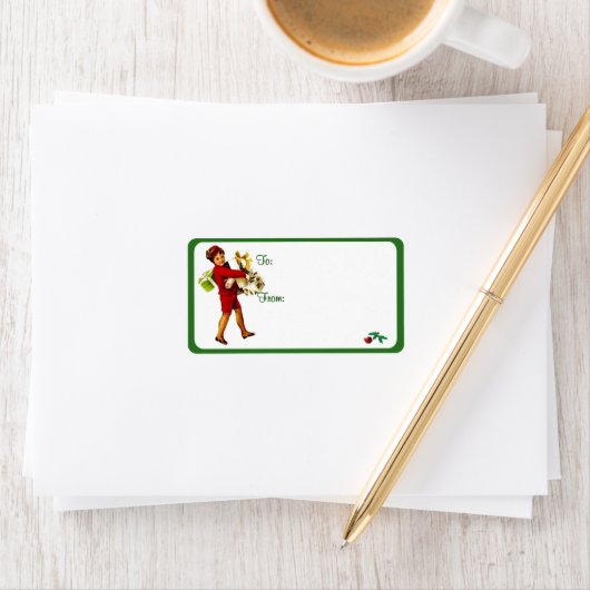 Vintage kerstcadeau Label Stickers #4 (Insitu)