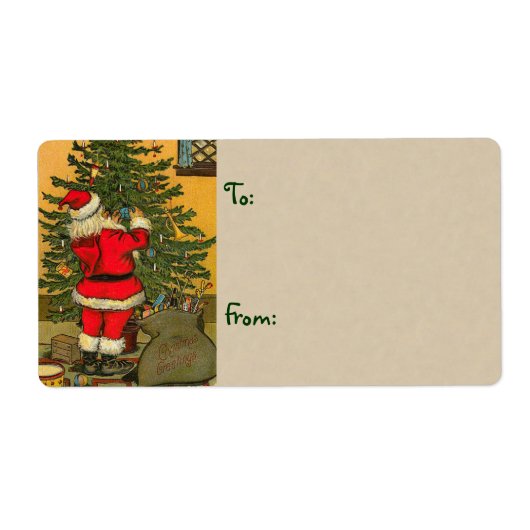 Vintage kerstcadeau Labels - groot (Voorkant)