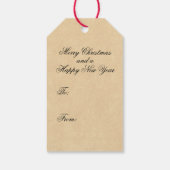 Vintage kerstcadeau labels w / vogeltjes en bloeme cadeaulabel (Achterkant)