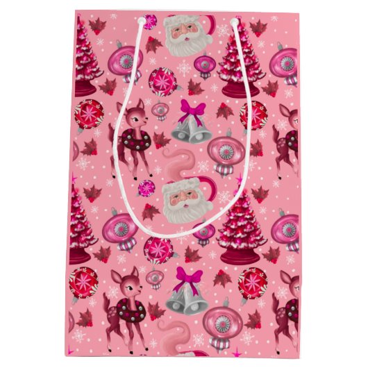 Vintage kerstcadeau medium cadeauzakje (Achterkant)