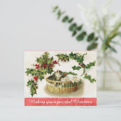 Vintage-kerstcadeau voor Kitten Cat Briefkaart (Staand voorkant)