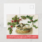 Vintage-kerstcadeau voor Kitten Cat Briefkaart (Voorkant / Achterkant)
