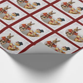 Vintage kerstcadeaubonen - kip en konijn cadeaupapier (Hoek)