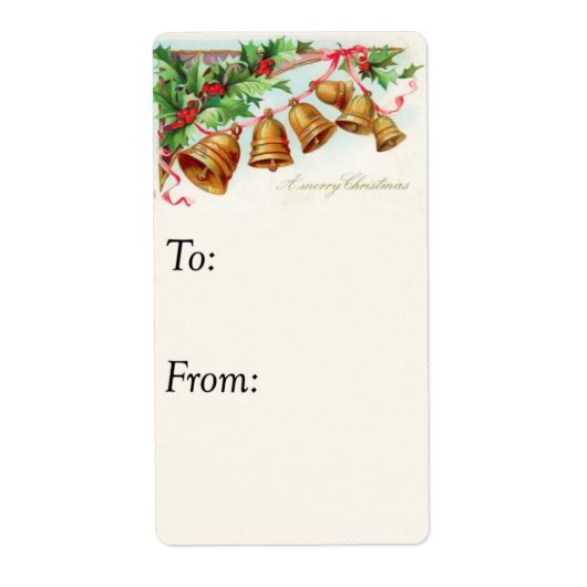 Vintage kerstcadeaubonen Label met cadeautjes (Voorkant)